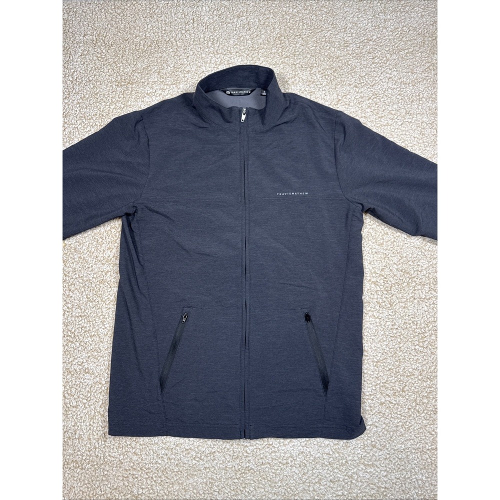 Travis Mathew Men's S Gray Full Zip Jacket Stretch Stand-Up Collar Golf